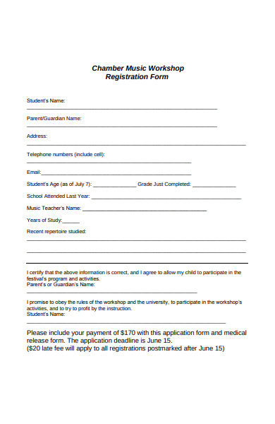 music workshop registration form