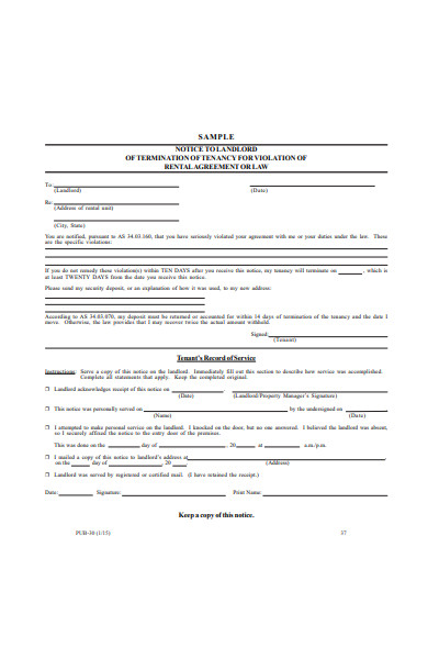 notice to landlord form in pdf