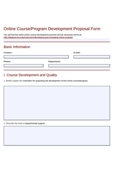 online course development proposal form