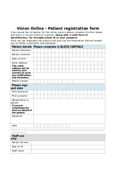 online patient registration form