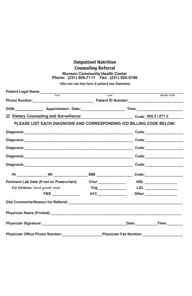 out patient nutrition counseling referral form