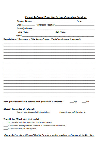 parent counselling referral form