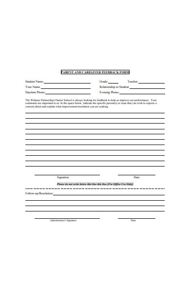 parent and caregiver feedback form
