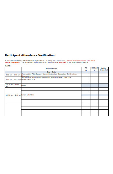 FREE 30+ Attendance Verification Forms in PDF | MS Word