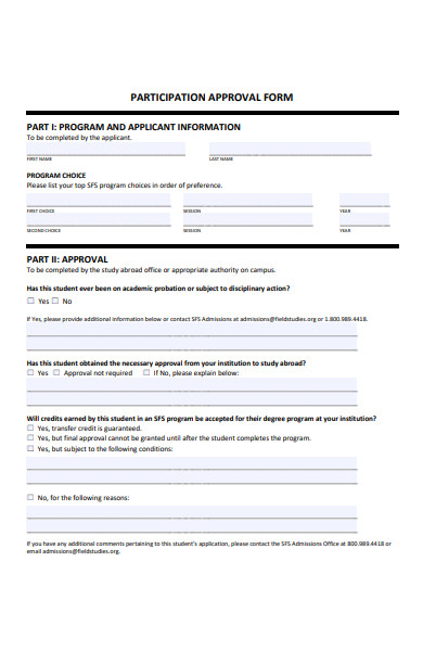 participation approval form