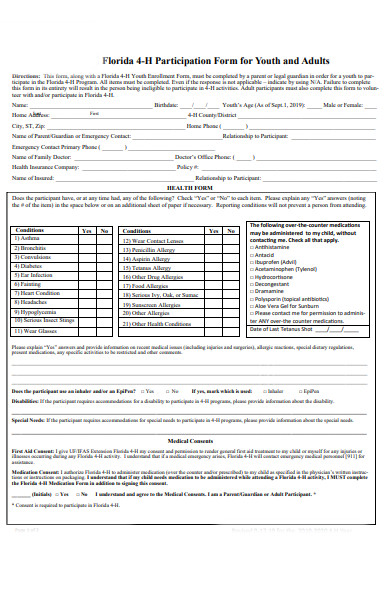 participation form for youth