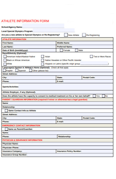 participation information form