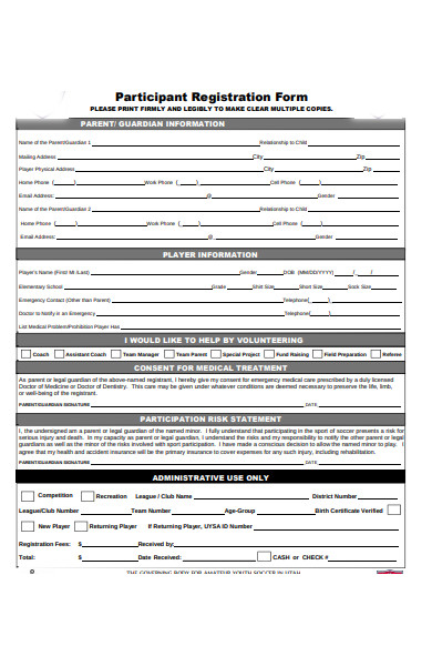 participation registration form