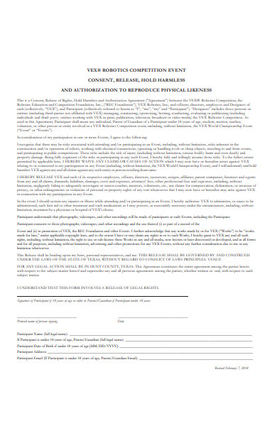participation release form