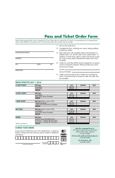 pass and ticket order form