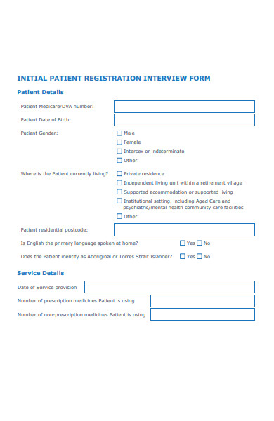 patient registration interview form