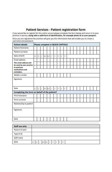 patient service registration form