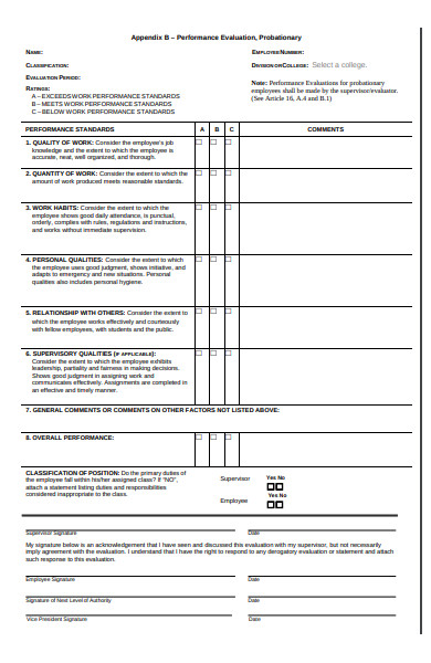 permanent employee performance evaluation form