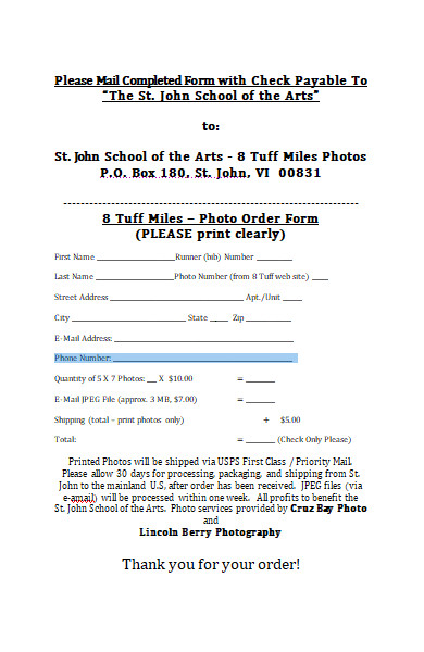 photo order form in ms word