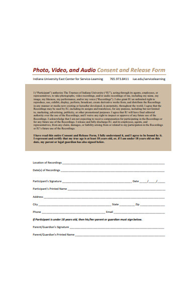 photo video and audio consent and release form