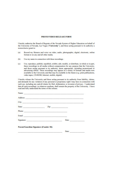 photo and video release form template