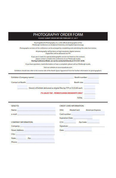 photography order form sample1