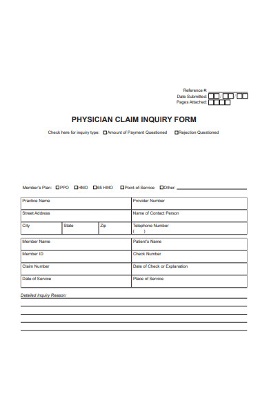 physician claim inquiry form