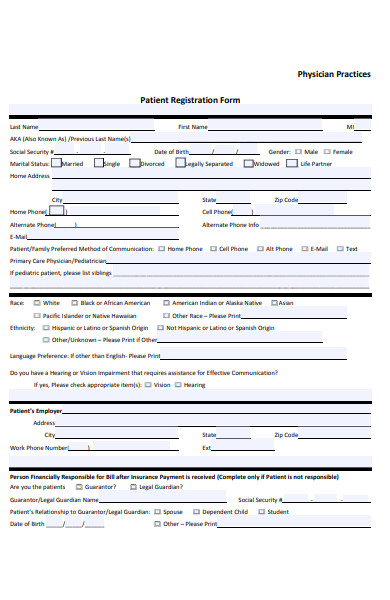 physician patient registration form