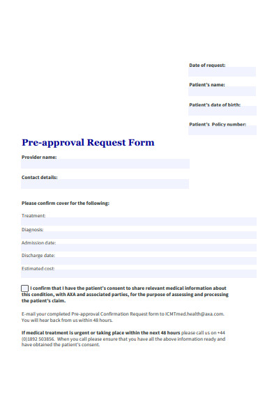 pre approval request form