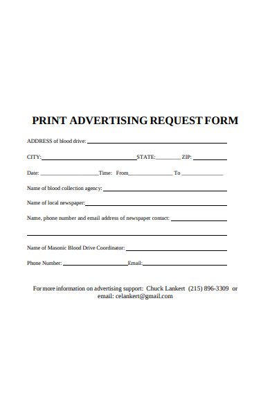 print advertising request form