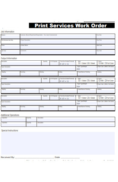print services work order form