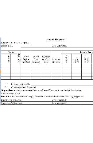 printable employee leave request form