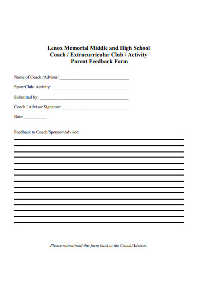 FREE 29+ Parent Feedback Forms in PDF  Ms Word  Excel