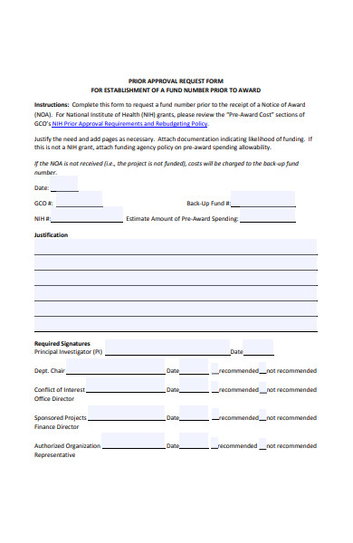 prior approval request form