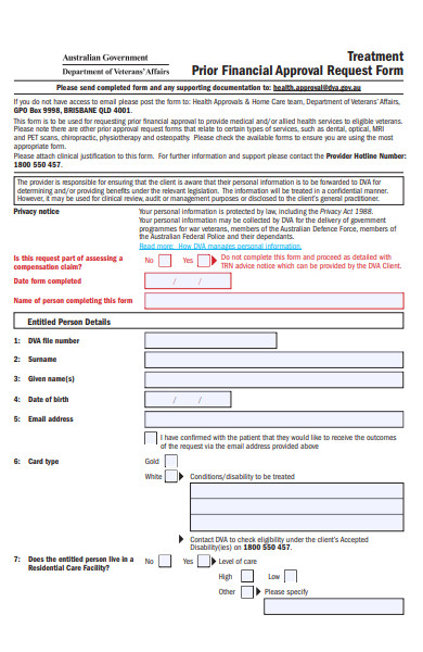 prior financial approval request form