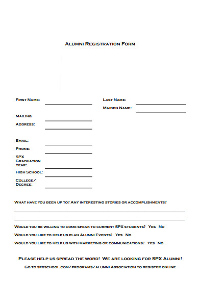 professional alumni registration form