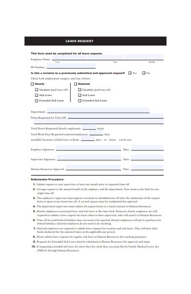 professional employee leave request form