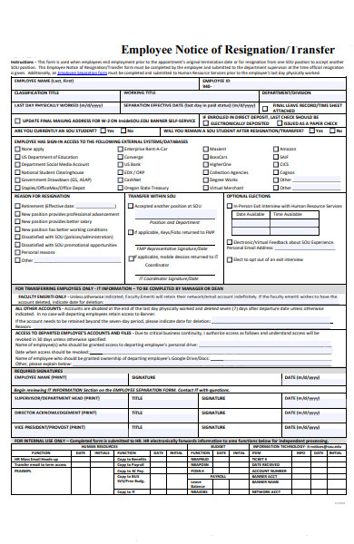 FREE 29+ Employee Resignation Form Samples, PDF, MS Word, Google Docs