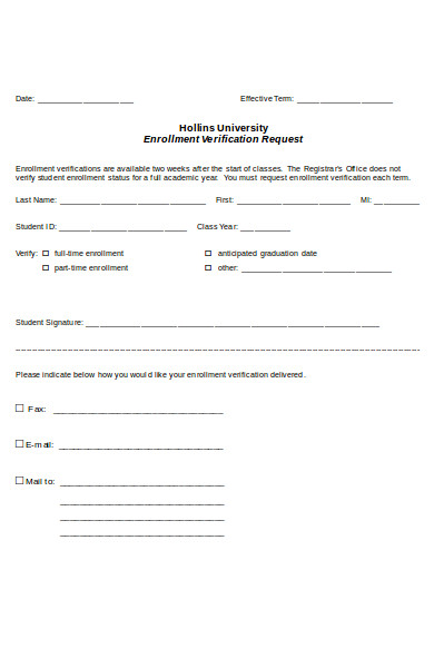 professional enrollment verification form