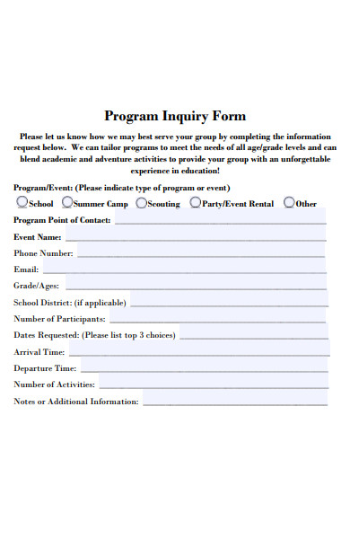 program inquiry form