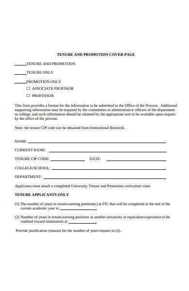 promotion cover page form