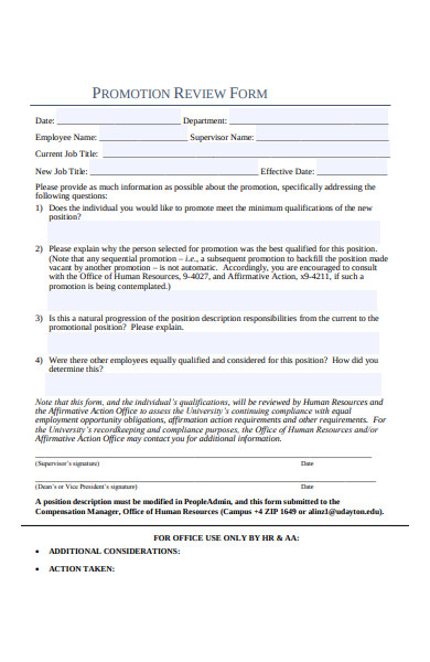 promotion review form