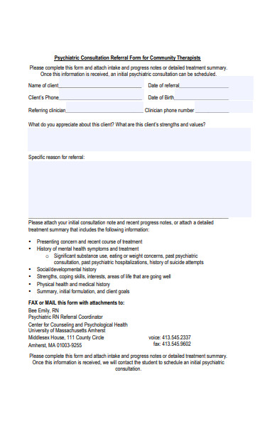 Free 47 Sample Counseling Referral Forms In Pdf Ms Word Doc 0196