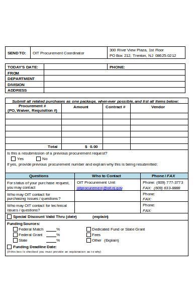 purchase order checklist form