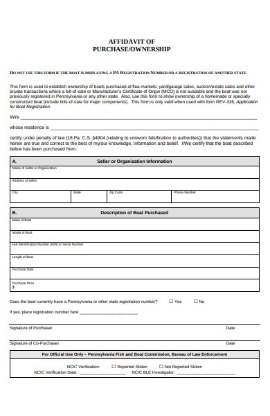 purchase ownership form