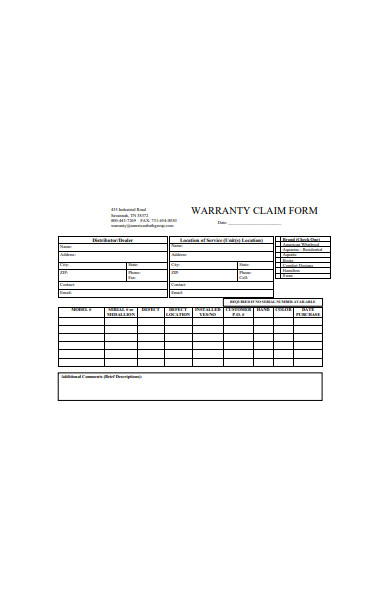 repair work order warranty claim form