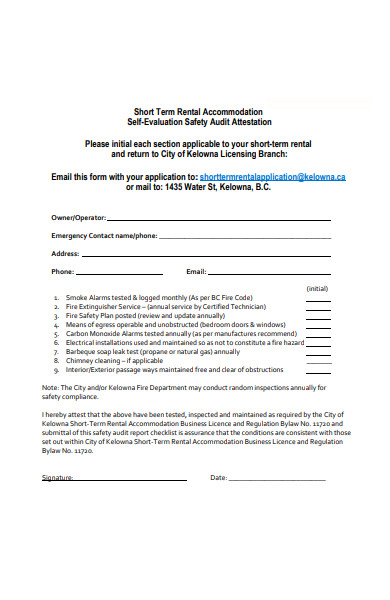 safety self evaluation form