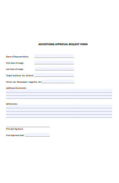 sample advertising approval request form