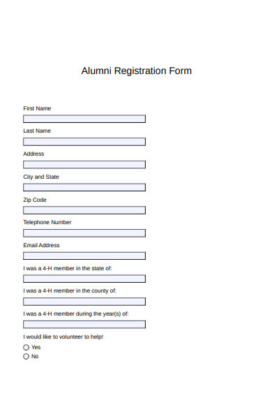 sample alumni registration form