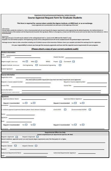 sample course approval request form