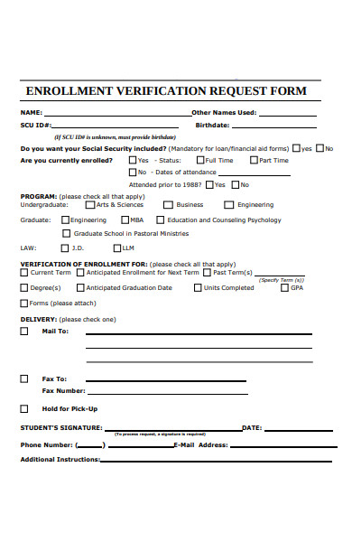 FREE 30+ Enrollment Verification Form Samples, PDF, MS Word, Google Docs