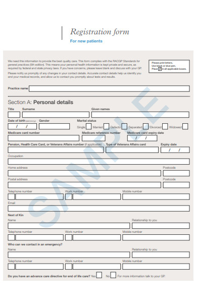 sample new patient registration form