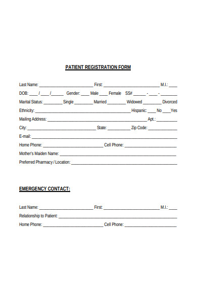 sample patient registration form