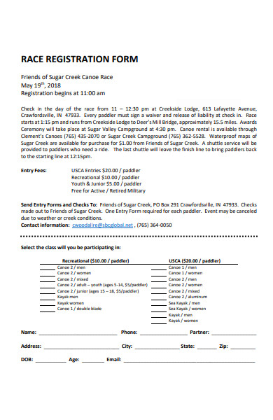 FREE 50+ Race Registration Form in PDF | Ms Word