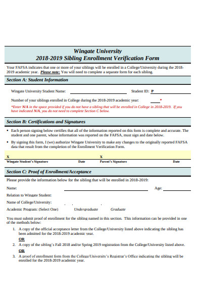 FREE 30+ Enrollment Verification Form Samples, PDF, MS Word, Google Docs